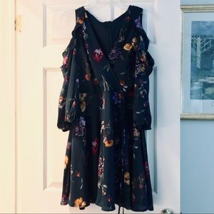 FRANCESCA'S FLORAL BLUE SILK FLORAL DRESS